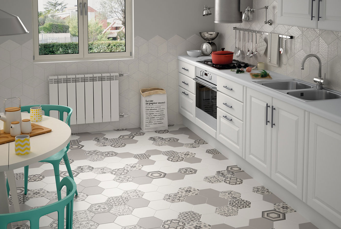 HEXATILE MATE HARMONY B&W /  MATE BIANCO / GRIS