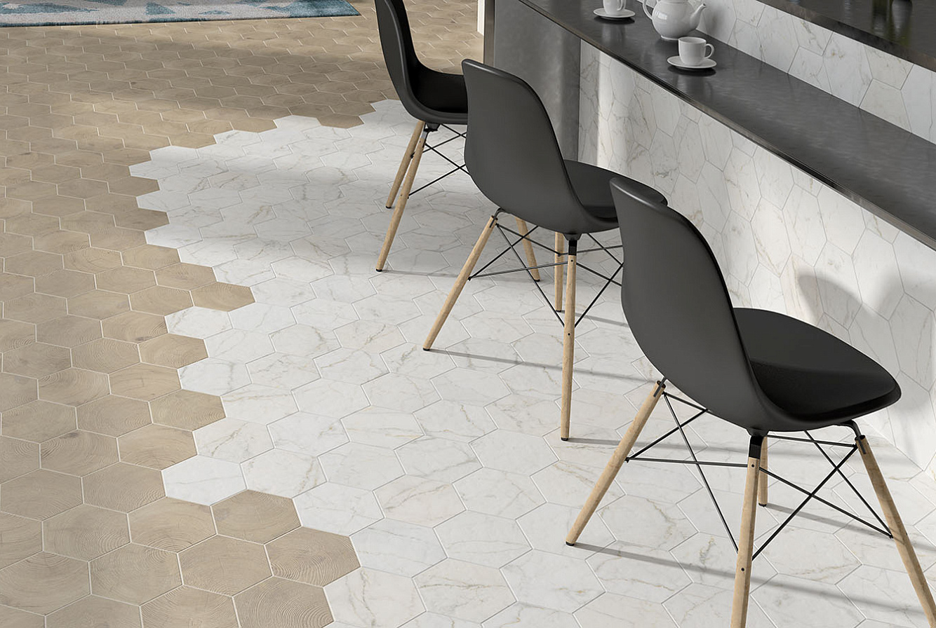 CARRARA HEXAGON MATT / HEXAGON TAN