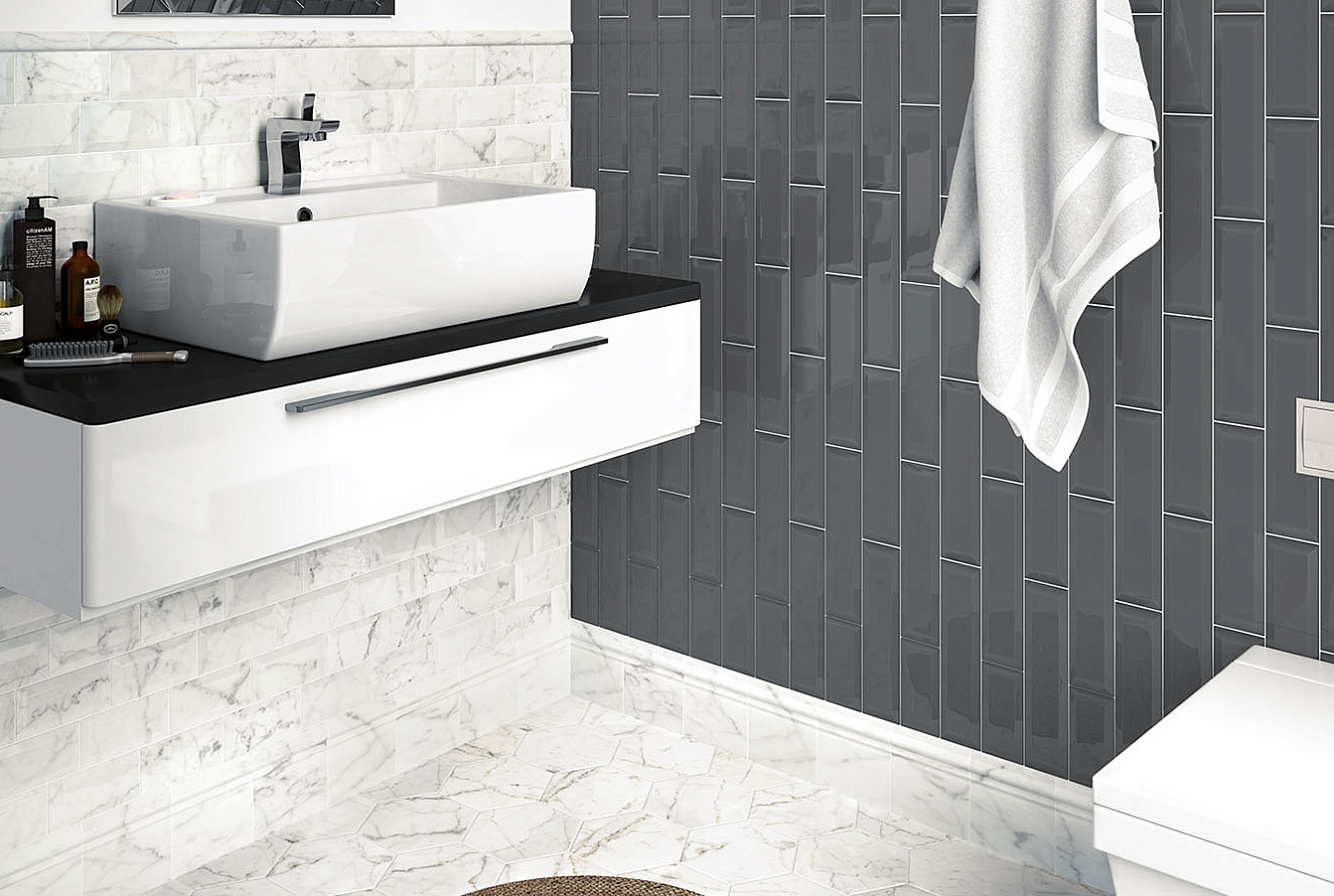 CARRARA METRO / METRO DARK GREY / HEXAGON MATT